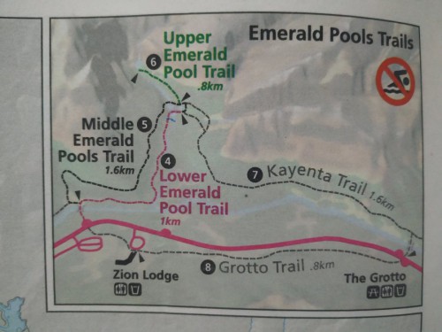 mapa zion emerald pools